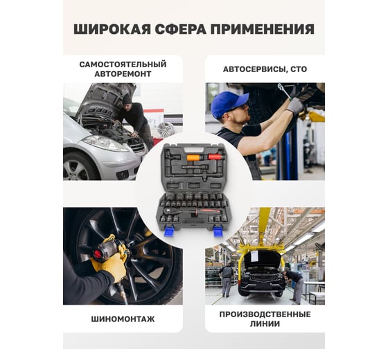 Набор инструментов Rockforce ударных 32 предмета 1/2" 6 граней, 10-32мм, Cr-Mo RF-4323-5MPB(54615)
