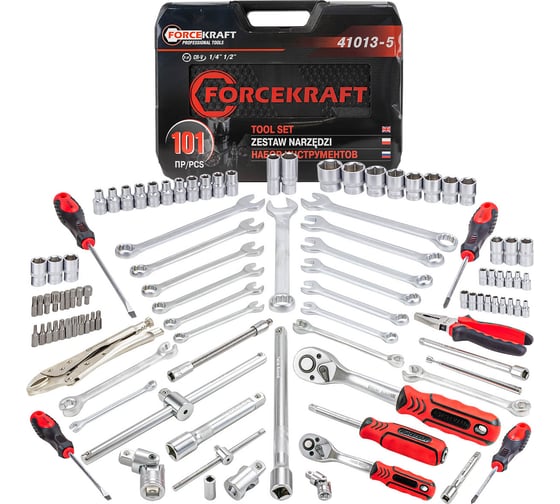 Набор инструментов Forcekraft 101 предмет 1/4", 1/2" (6гр.) FK-41013-5(56419)