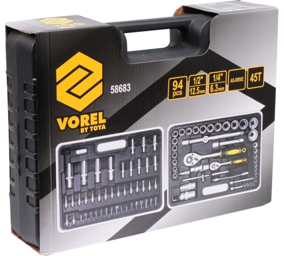 Набор инструментов VOREL 1/2'', 94 предмета 58683