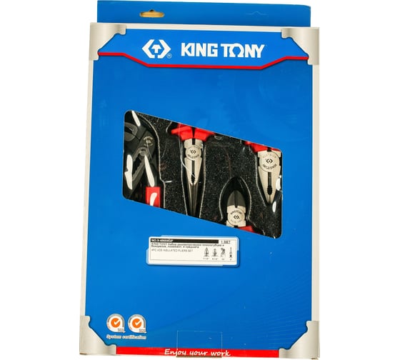 Набор диэлектрических пассатижей и бокорезов, ложемент, 4 предмета KING TONY 9-40604GP