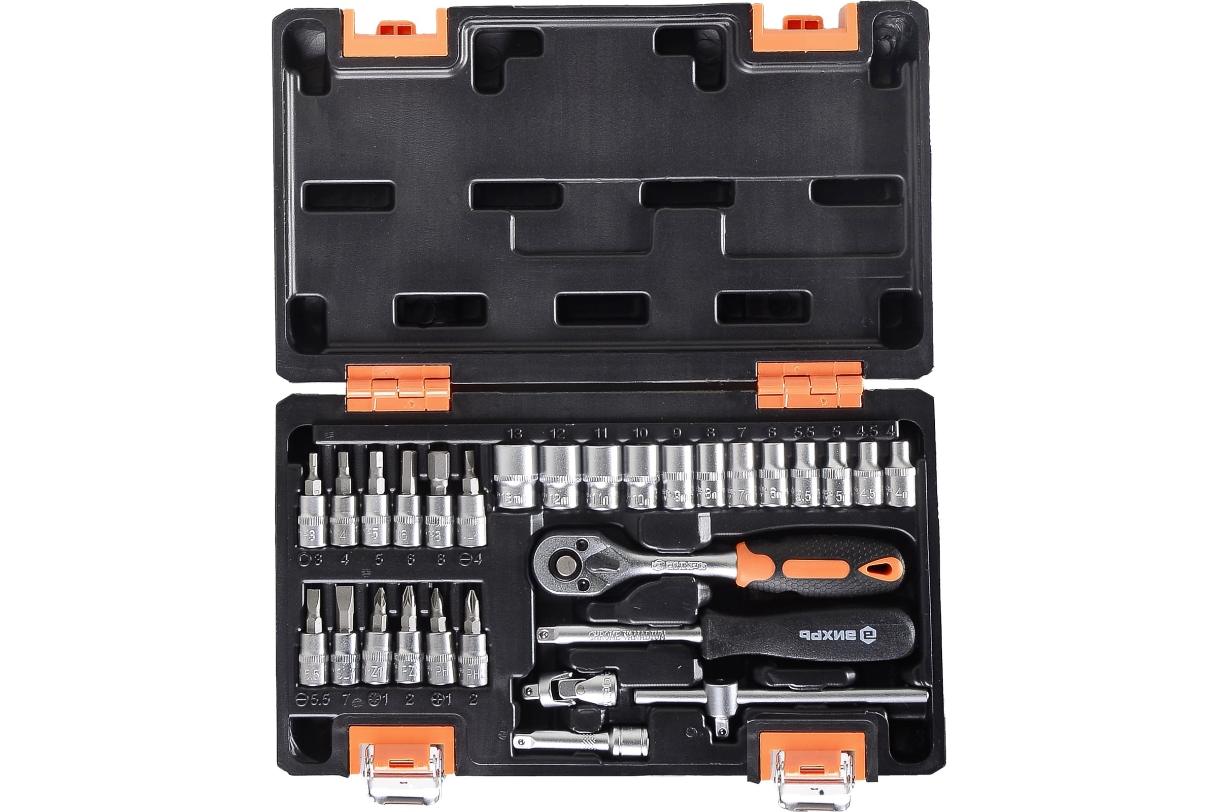 Наборинструментов1/4дюйма,CrV,пластиковыйкейс29предметаВихрь73/6/7/1