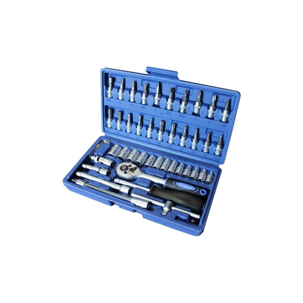 Набор инструментов KingTul 46пр. 1/4" 6гр. профи 4-14мм в кейсе KT-2462 ...