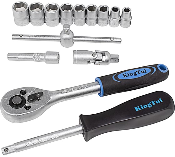 Набор инструментов KingTul 17пр., 1/4",6гр. 4-13мм KT-17(10036)