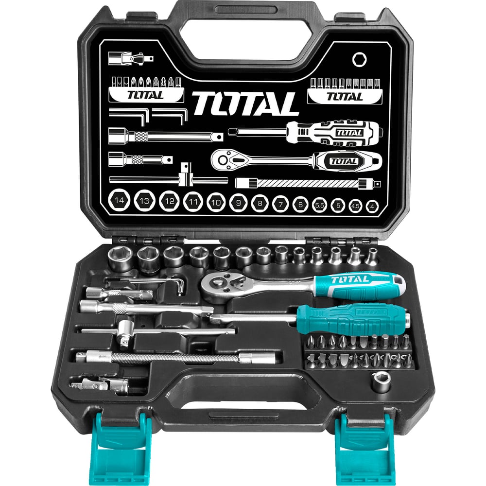 Набор инструмента, 1/4 45 предметов TOTAL THT141451 - выгодная цена ...