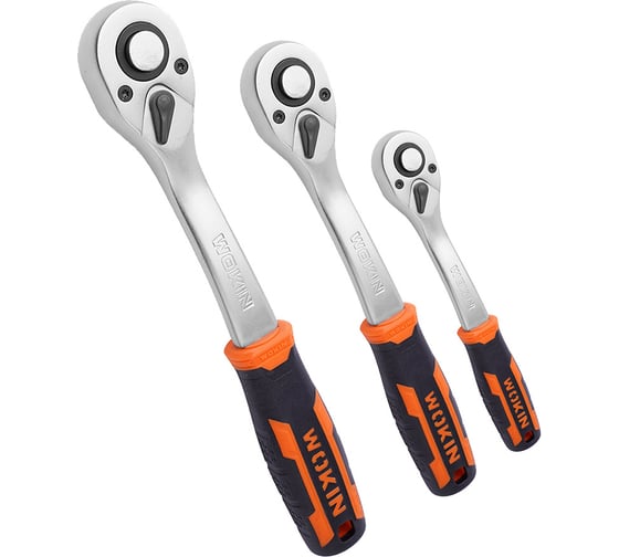 Набор трещоток Wokin 1/2", 1/4", 3/8″ с аксессуарами в пластиковом кейсе , 197 предметов 1352671