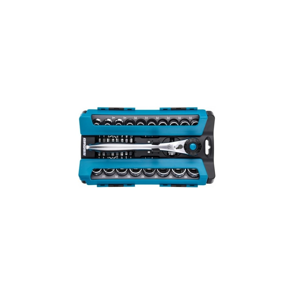 Набор торцевых головок, трещотка 120 зубьев, 36 предметов GROSS 14144 ...