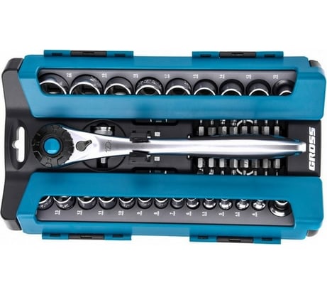 Набор торцевых головок, трещотка 120 зубьев, 41 предмет GROSS 14143