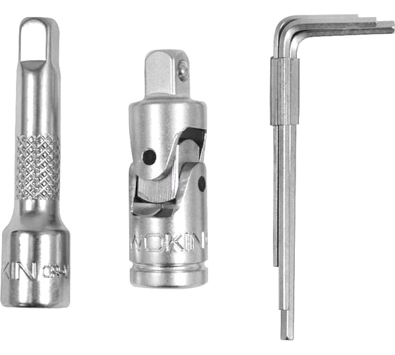 Трещотка в наборе с аксессуарами Wokin 160 мм, 72T, 1/4", 46 предметов 1352666