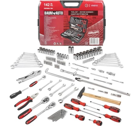 Набор инструментов BaumAuto 1/4", 3/8", 1/2", 6-гр., 4-32 мм, 142 предмета BM-41421-5(54713)