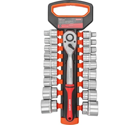 Набор инструментов BaumAuto головки с трещоткой, 1/2", 8-15, 17-22, 24, 27, 30, 32 мм, 19 предметов BM-019-5MSA(54784)