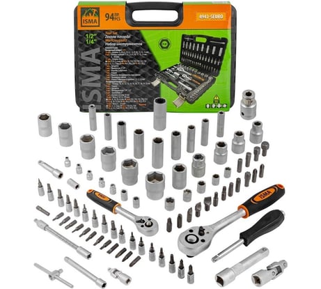 Набор инструментов ISMA 1/4", 1/2", 6 гр., 94 предмета ISMA-4941-5EURO(51376)
