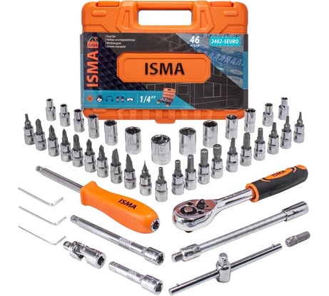 Набор инструмента 46пр. 1/4''(6-гран.)(4-14мм) ISMA ISMA-2462-5 EURO(51107)
