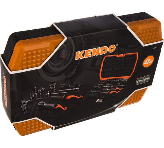 Набор инструмента KENDO с квадратом 1/4, 42 предмета, CrV 90562 00000073281