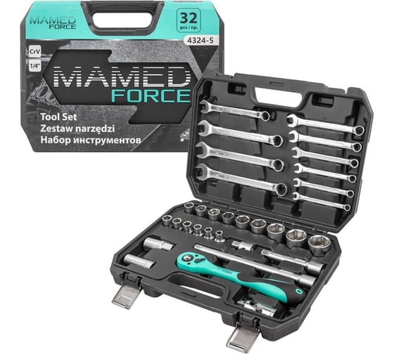 Набор инструментов profi 32пр. 1/2"(6гр)(4-32мм) MAMEDFORCE MF-4324-5(54634) 1
