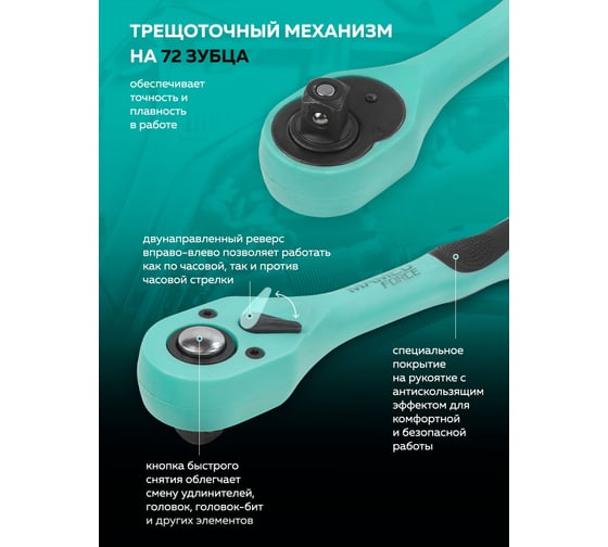 Набор инструментов profi 56пр. 1/4"(6гр) MAMEDFORCE MF-2571-5(54635)