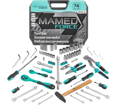 Набор инструментов profi 76пр. 1/4",1/2"(6гр)(4-32мм) MAMEDFORCE MF-4772-5(54636)