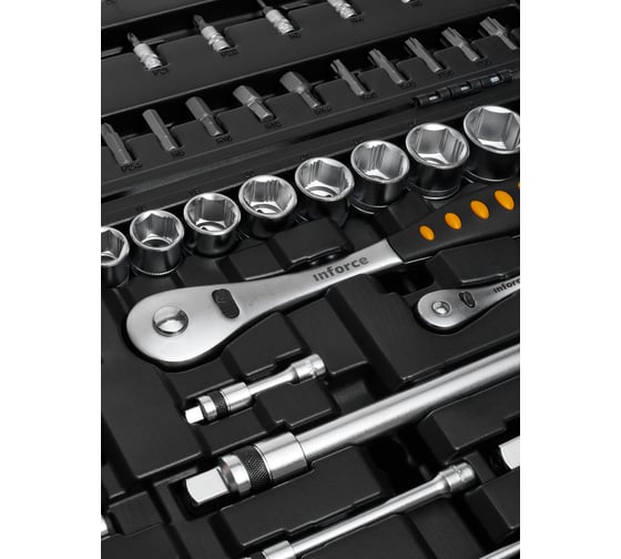 Набор инструментов Inforce 108 предметов 1/2", 1/4", Сталь Cr-V, Профессиональный, 06-07-12