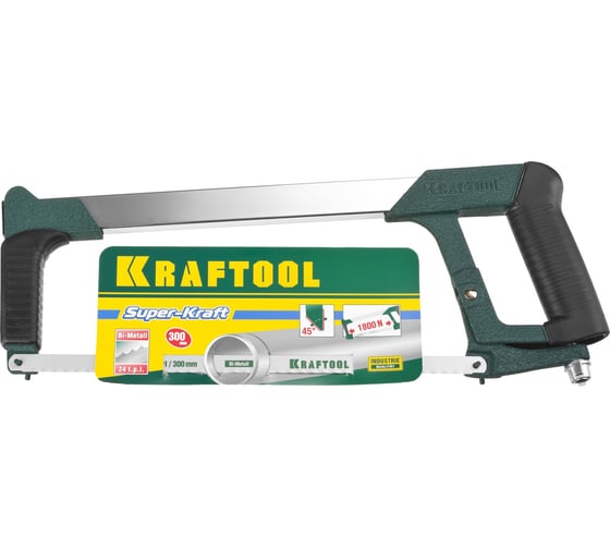 Ножовка "INDUSTRIE" по металлу, натяжная, обрезиненная ручка Kraftool 300мм 15801_z01