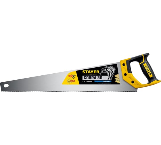 Универсальная ножовка пила STAYER Cobra 3D 500мм, 7TPI, 3D зуб 1512-50_z01 1