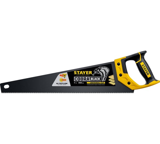 Универсальная ножовка пила STAYER Cobra Black 450 мм, 7TPI 2-15081-45_z01