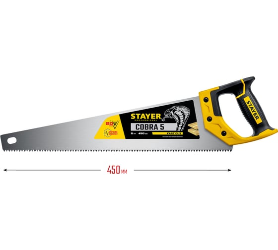 Ножовка-пила по дереву Stayer Cobra 450 мм, 5 TPI, 1506-45_z02