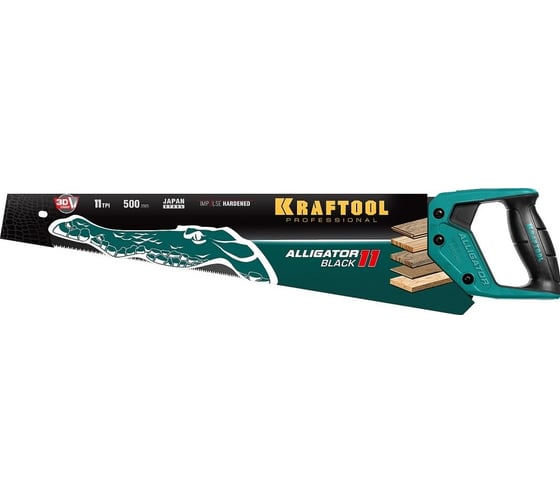 Ножовка для точного реза Kraftool "Alligator BLACK", 500 мм, 11 TPI 3D зуб, 15205-50