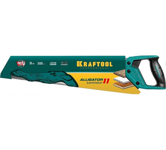 Ножовка по ламинату Kraftool Alligator LAMINATOR, 500 мм, 11 TPI 3D зуб, 15207