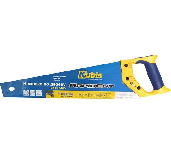 Ножовка по дереву Kubis 400 мм RapidCut, 9TPI, каленый зуб, 3-D заточка 02-01-3400