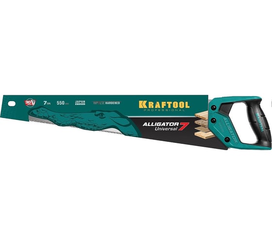Универсальная ножовка Kraftool Alligator 7", 550 мм, 7 TPI 3D зуб. 15004-55