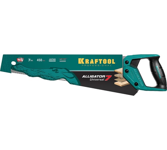 Ножовка KRAFTOOL Alligator 7 универсальная, 450 мм, 7 TPI, 3D зуб, 15004-45_z01