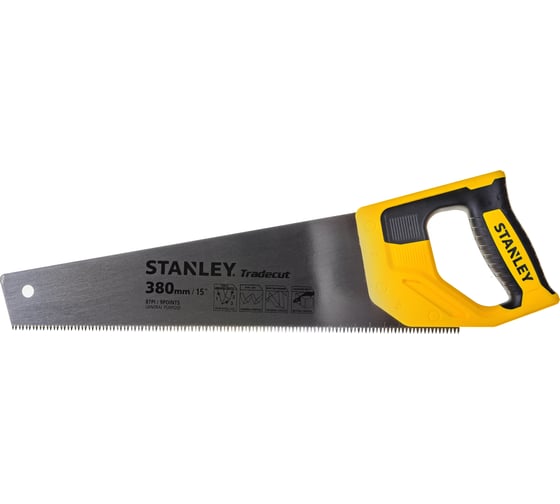 Ножовка по дереву Stanley TRADECUT с закаленным зубом, 7 Х 380мм STHT20348-1 1