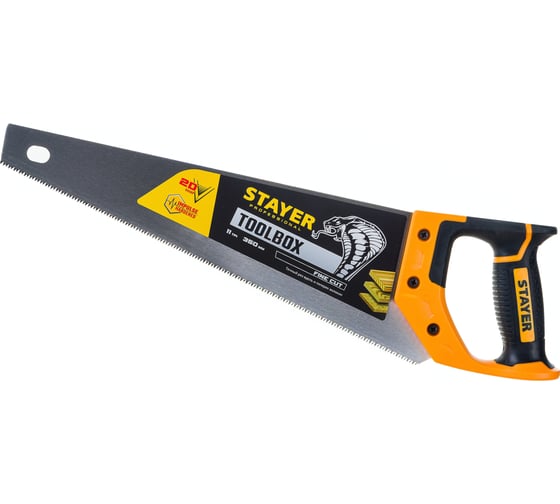 Ножовка многоцелевая пила Stayer "Cobra TOOLBOX" 350 мм, 11 TPI, мелкий прямой закаленный зуб, точный рез, 2-15091-45_z01