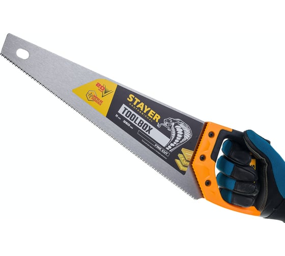 Ножовка многоцелевая пила Stayer "Cobra TOOLBOX" 350 мм, 11 TPI, мелкий прямой закаленный зуб, точный рез, 2-15091-45_z01
