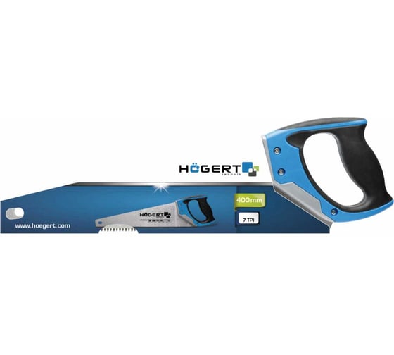 Пила-ножовка HOEGERT TECHNIK 400 мм, 7 TPI, закаленные зубья, трехсторонняя заточка HT3S202