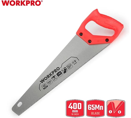 Ножовка по дереву WORKPRO 450 мм WP215002