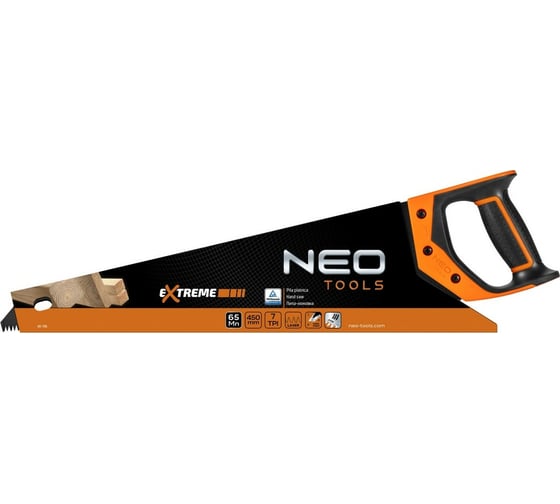 Ножовка по дереву NEO Tools 450 мм, 7TPI PTFE 41-116
