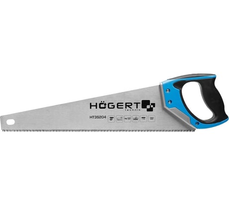 Пила-ножовка HOEGERT TECHNIK 450 мм, 7 TPI, закаленное, трёхсторонняя заточка HT3S204