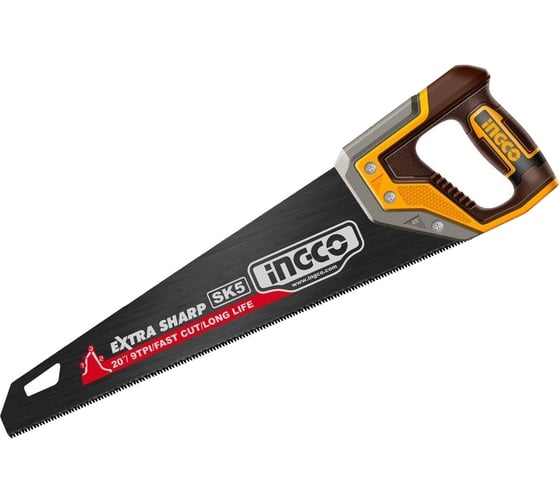 Ножовка по дереву INGCO 500 мм, SK5, 9TPI SUPER INDUSTRIAL HHAS68500 1