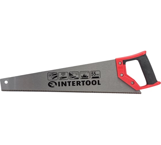Ножовка по дереву INTERTOOL с каленым зубом 450 мм, 55 HRC HT-3102 1