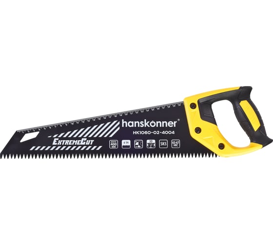 Ножовка по дереву Hanskonner, 400мм, 4 TPI, SK5, 3D зуб, тефлон, быстрый рез, HK1060-02-4004