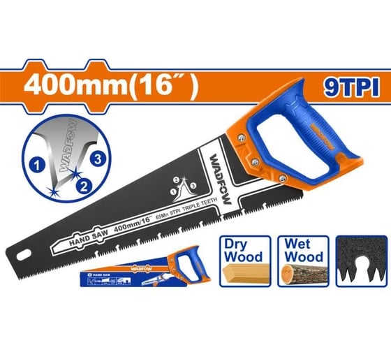 Ножовка по дереву WADFOW 400 мм 9TPI 6/24 WHW1G16