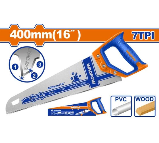 Ножовка по дереву WADFOW 400 мм 7TPI 6/24 WHW8G16