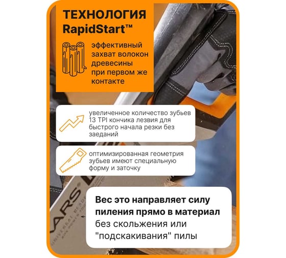 Ножовка по дереву Fiskars PowerTooth 550 мм 9 зубьев на дюйм 1062917