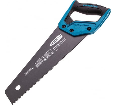 Ножовка по дереву GROSS PIRANHA, 300 мм, 11 TPI, 3D-зуб, тефл. покрытие, 2-х комп. рукоятка 24125