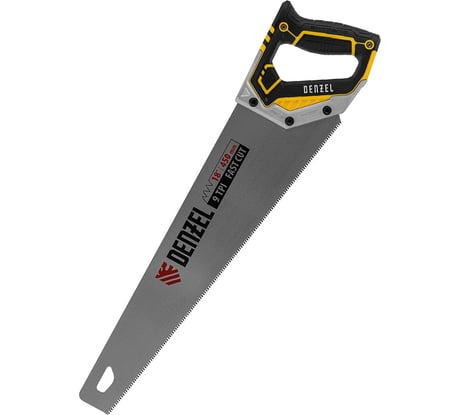 Ножовка по дереву Denzel, 450 мм, 9 TPI, зуб 3D, металлопластиковая рукоятка 24140