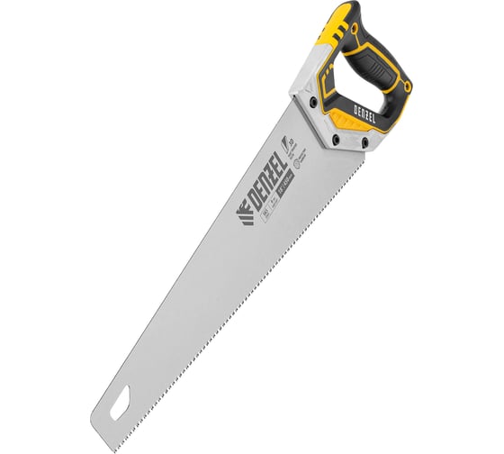 Ножовка по дереву Denzel, 450 мм, 9 TPI, зуб 3D, металлопластиковая рукоятка 24140