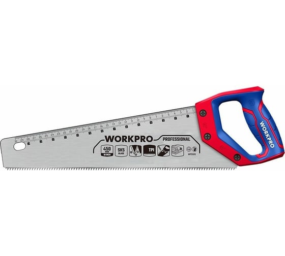 Ножовка по дереву WORKPRO 450 мм, SK5, 7TPI WP215006 1