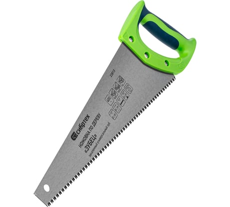 Ножовка по дереву СИБРТЕХ "Зубец",400 мм,7-8 TPI,зуб 3D,каленый зуб,2-х компонентная рукоятка// 23813