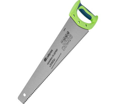 Ножовка по дереву СИБРТЕХ  "Зубец",500 мм,7-8 TPI,зуб 3D,каленый зуб,2-х компонентная рукоятка// 23815