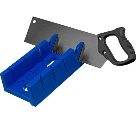 Пластиковое стусло + пила 350мм, синее, 4 угла для запила СИБРТЕХ 22536